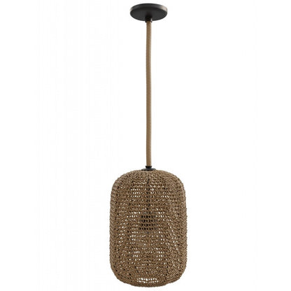 Avenue Lighting Malibu 16in Oval 1-Light Pendant | Rustic Natural Hemp Rope | Kitchen Island & Dining Room | 11 x 11 x 16 in | Model HF1005-RP