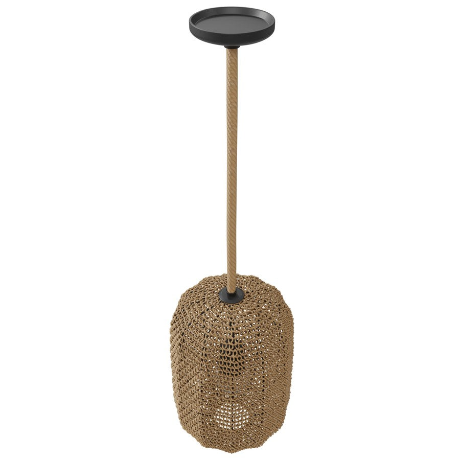 Avenue Lighting Malibu 16in Oval 1-Light Pendant | Rustic Natural Hemp Rope | Kitchen Island & Dining Room | 11 x 11 x 16 in | Model HF1005-RP