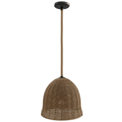 Avenue Lighting Malibu 16in Bell 1-Light Pendant | Rustic Natural Hemp Rope | Kitchen Island & Dining Room | 16 x 16 x 16 in | Model HF1006-RP