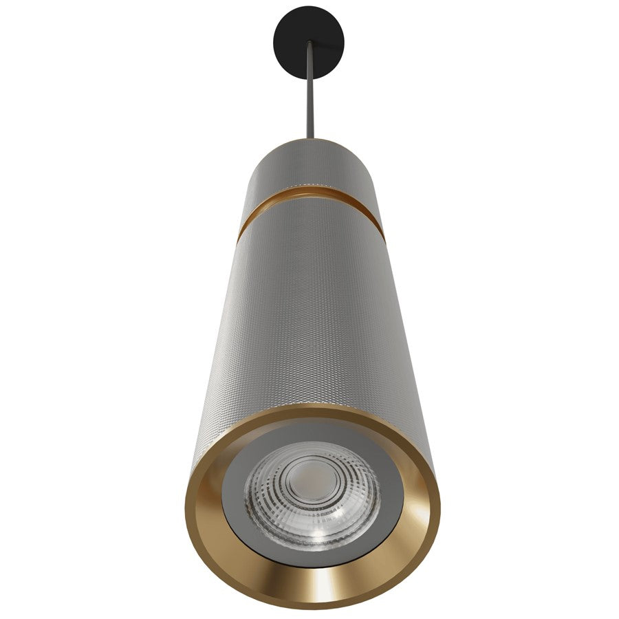 Avenue Lighting Cicada 10in 1-Light Pendant | Art Deco Knurled Light Grey and Brass Aluminum | Kitchen Island & Dining Room | Model HF1072-LGB