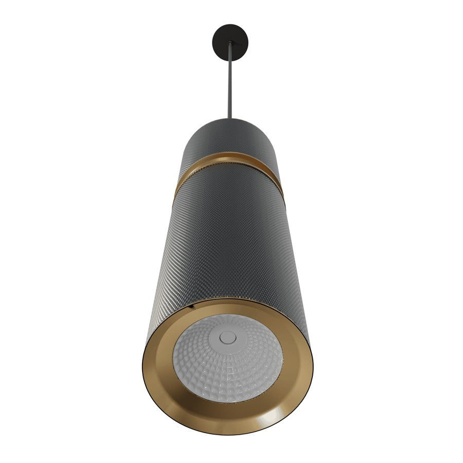 Avenue Lighting Cicada 10in 1-Light Pendant | Art Deco Knurled Dark Grey and Brass Aluminum | Kitchen Island & Dining Room | Model HF1074-DGY