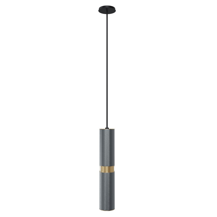 Avenue Lighting Cicada 13in 1-Light Pendant | Art Deco Knurled Light Grey and Brass Aluminum | Kitchen Island & Dining Room | Model HF1077-BLG