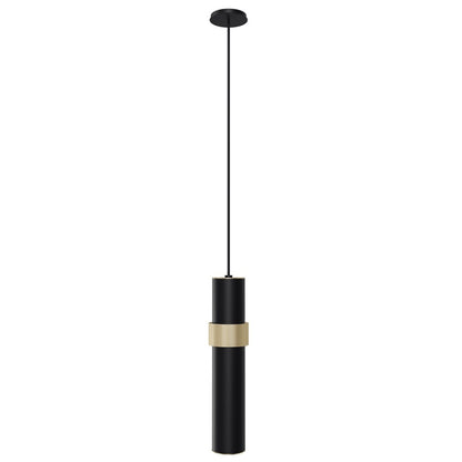 Avenue Lighting Cicada 12in 1-Light Pendant | Art Deco Black and Knurled Brass Aluminum | Kitchen Island & Dining Room | Model HF1079-BKB