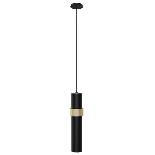 Avenue Lighting Cicada 12in 1-Light Pendant | Art Deco Black and Knurled Brass Aluminum | Kitchen Island & Dining Room | Model HF1079-BKB