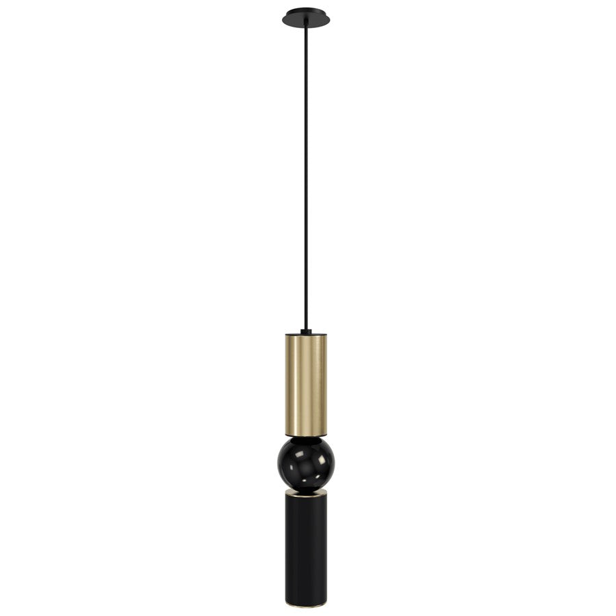 Avenue Lighting Cicada 17in 1-Light Pendant | Art Deco Brushed Brass and Black Aluminum | Kitchen Island & Dining Room | Model HF1091-BB-BK