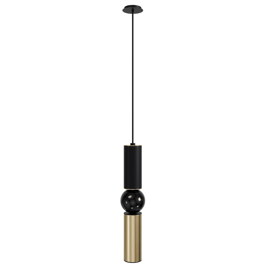 Avenue Lighting Cicada 17in 1-Light Pendant | Art Deco Black and Brushed Brass Aluminum | Kitchen Island & Dining Room | Model HF1091-BK-BB