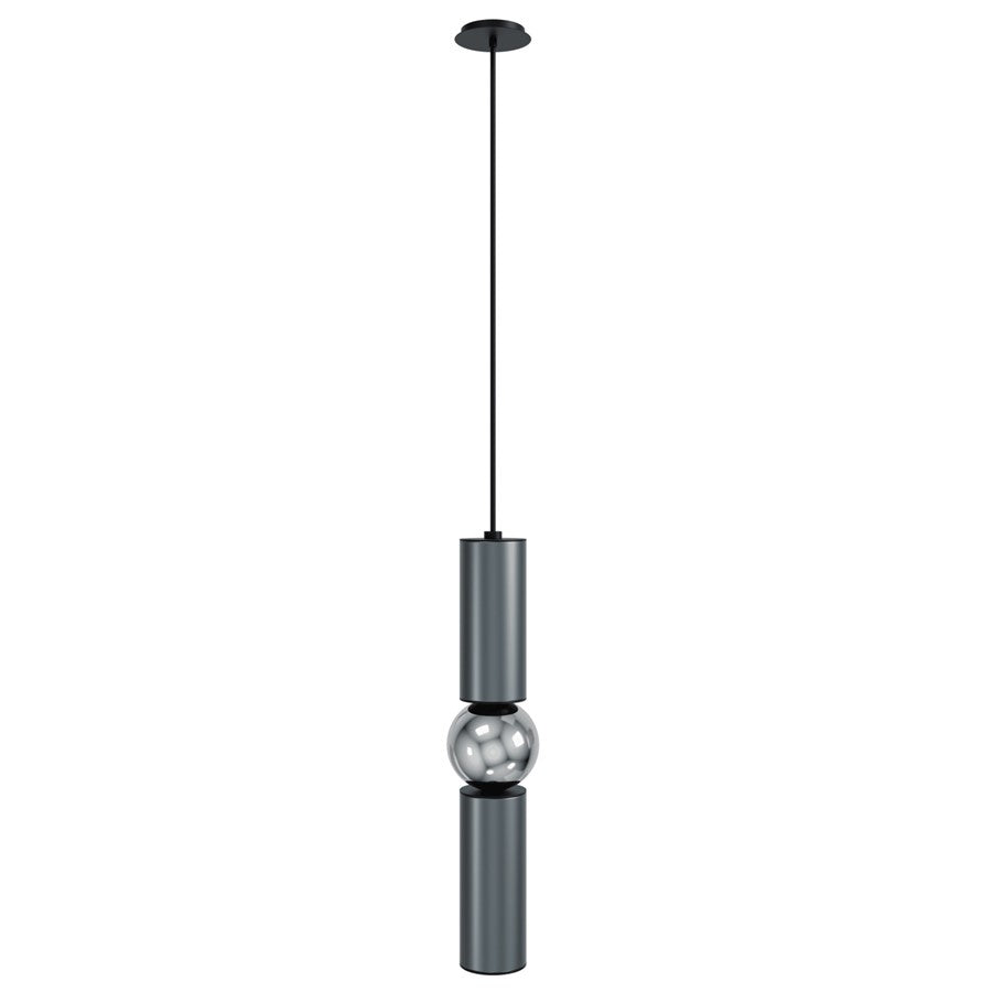 Avenue Lighting Cicada 17in 1-Light Pendant | Art Deco Grey and Chrome Aluminum | Kitchen Island & Dining Room | 4 x 4 x 17 in | Model HF1091-GRY