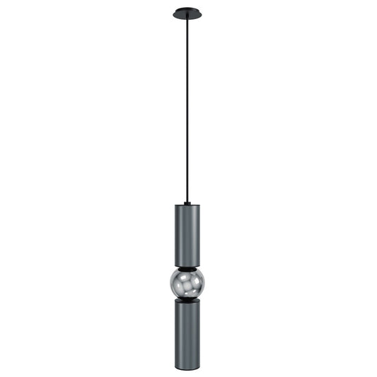 Avenue Lighting Cicada 17in 1-Light Pendant | Art Deco Grey and Chrome Aluminum | Kitchen Island & Dining Room | 4 x 4 x 17 in | Model HF1091-GRY