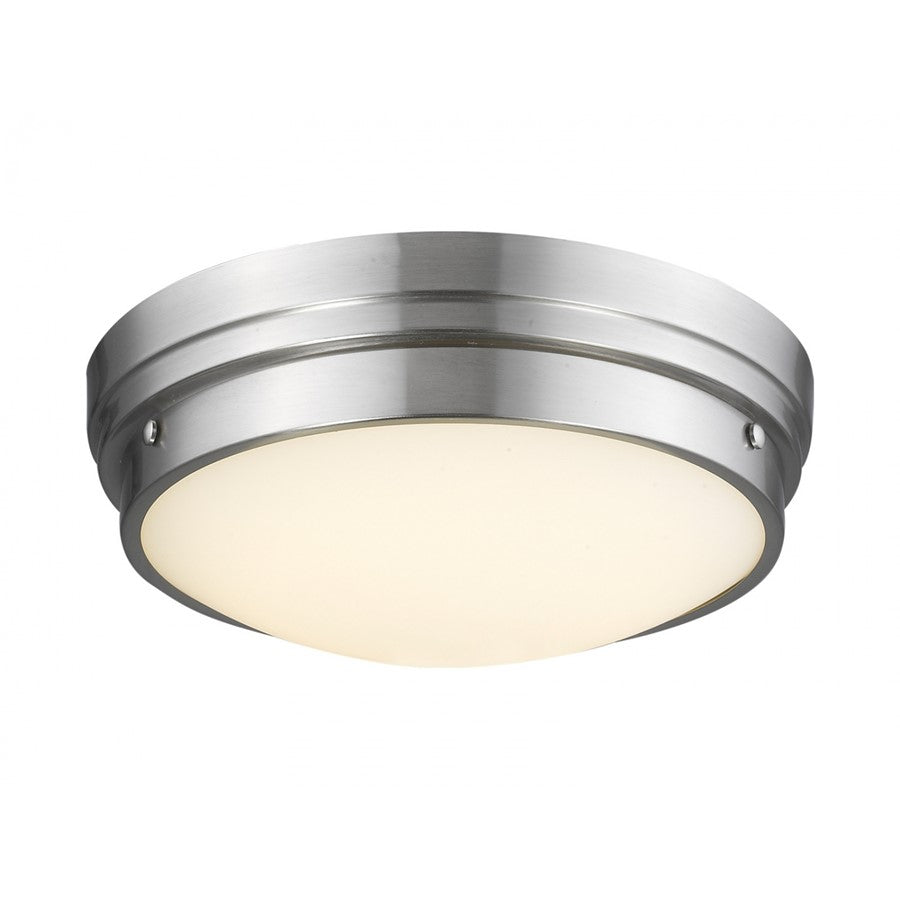Avenue Lighting Cermack St. 13in 1-Light LED Flush Mount | Brushed Nickel Steel and Glass | Bedroom & Hallway Ceiling Light | Model HF1160-BN