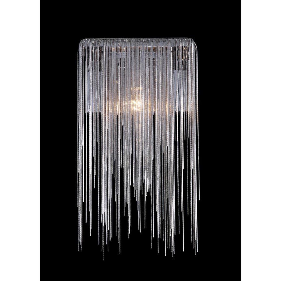 Avenue Lighting Fountain Ave. 14in 1-Light Wall Sconce | Glamorous Chrome Brass/Steel | Hallway & Bedroom Ambient Light | 8 x 14 in | Model HF1200-CH