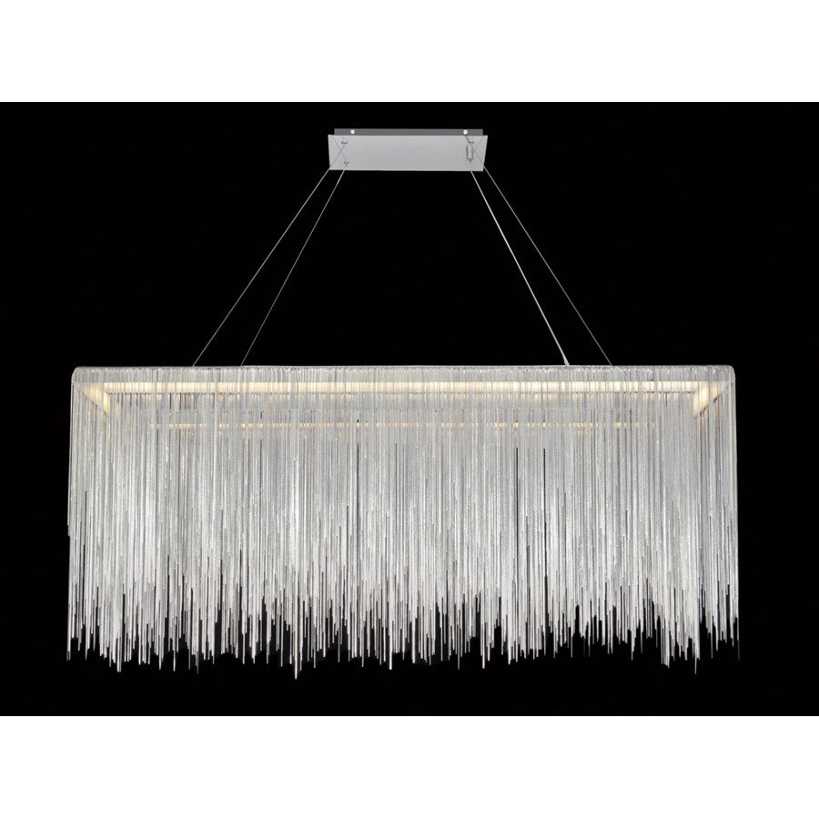 Avenue Lighting Fountain Ave. 48in LED Rectangle Chandelier | Chrome Brass/Steel | Dining Room & Living Room | 12 x 48 x 20 in | Model HF1201-CH