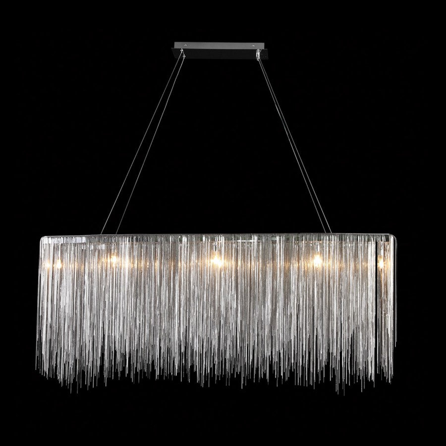 Avenue Lighting Fountain Ave. 48in LED Rectangle Chandelier | Chrome Brass/Steel | Dining Room & Living Room | 12 x 48 x 20 in | Model HF1201-CH