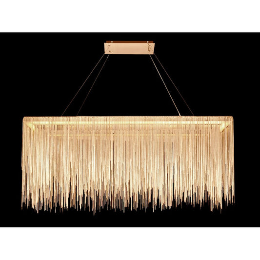 Avenue Lighting Fountain Ave. 48in LED Rectangle Chandelier | Gold Brass/Steel | Dining Room & Living Room | 12 x 48 x 20 in | Model HF1201-G