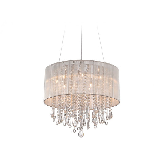 Avenue Beverly Dr. 12Lt 20" Chandelier/Flush, Silver Silk