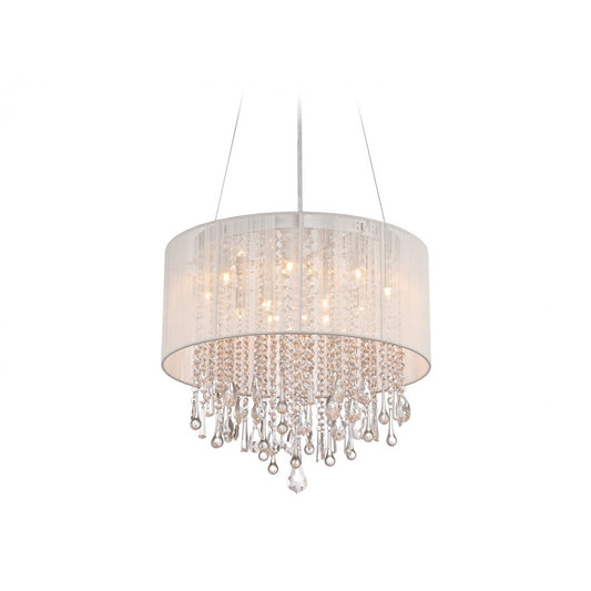 Avenue Beverly Dr. 12Lt 20" Chandelier/Flush, White Silk