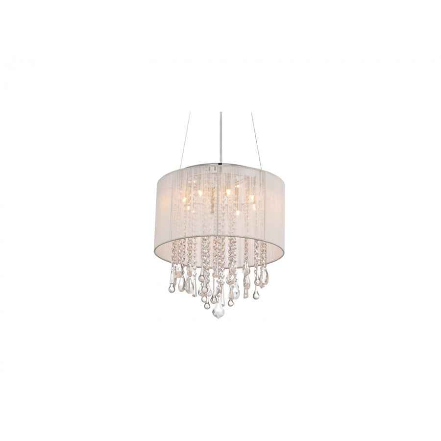 Avenue Beverly Dr. 8Lt 18" Chandelier/Flush, White Silk