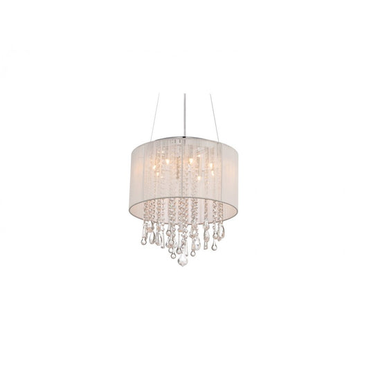 Avenue Beverly Dr. 8Lt 18" Chandelier/Flush, White Silk