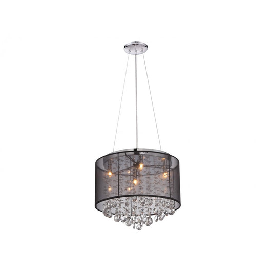 Avenue Riverside Dr. 4Lt 15" Chandelier/Flush, Black Organza Silk