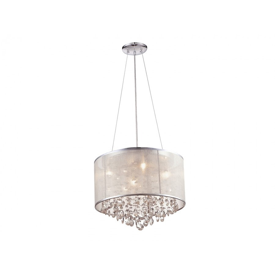 Avenue Riverside Dr. 4Lt 15" Chandelier/Flush, Silver Organza Silk