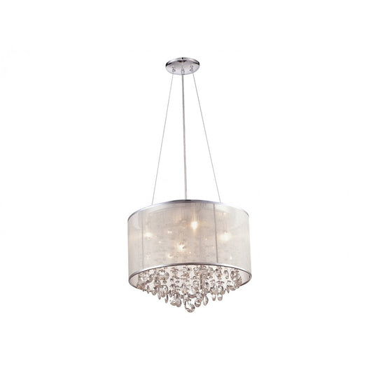 Avenue Riverside Dr. 4Lt 15" Chandelier/Flush, Silver Organza Silk