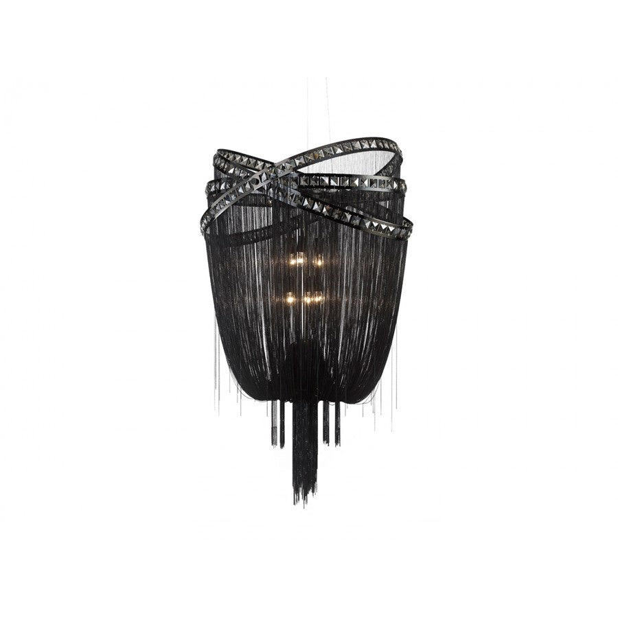 Avenue Wilshire Blvd. 6Lt 45" Chandelier, Black Chrome/Smoke