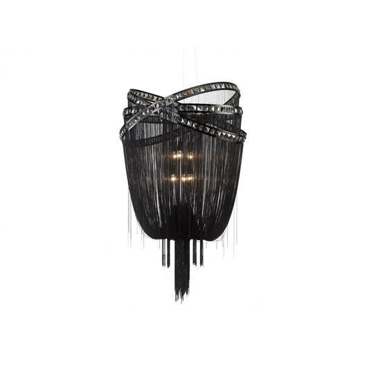 Avenue Wilshire Blvd. 6Lt 45" Chandelier, Black Chrome/Smoke