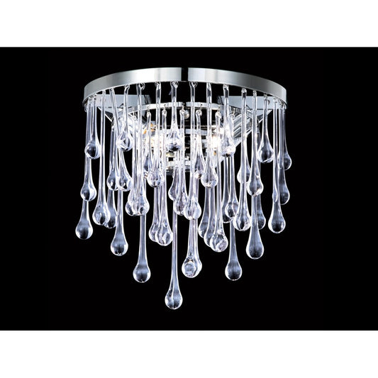 Avenue Hollywood Blvd. 2Lt 14" Round Wall Sconce, Nickel/Tear Drops