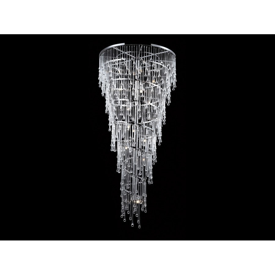 Avenue Hollywood Blvd. 29Lt 72" Chandelier, Nickel/Clear Tear Drops