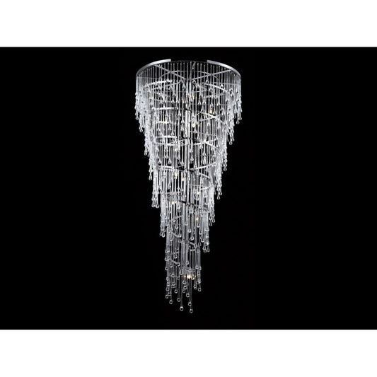 Avenue Hollywood Blvd. 29Lt 72" Chandelier, Nickel/Clear Tear Drops