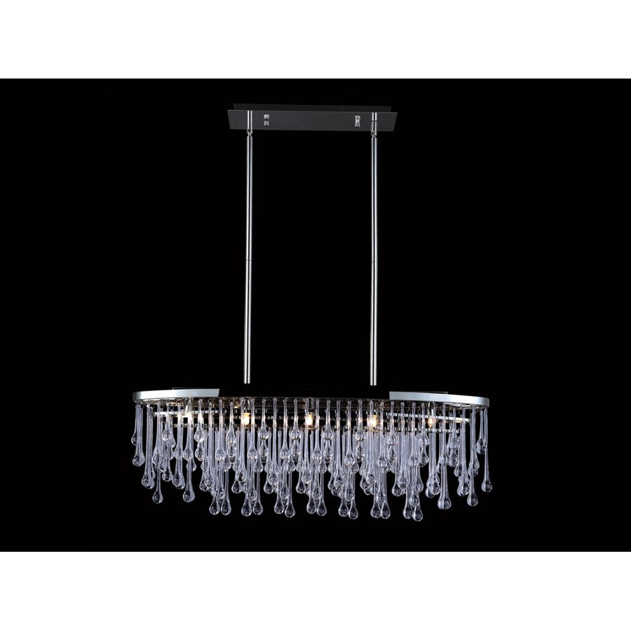 Avenue Hollywood Blvd. 5Lt 37" Chandelier, Nickel/Clear Tear Drops