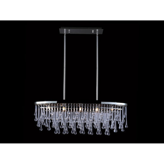 Avenue Hollywood Blvd. 5Lt 37" Chandelier, Nickel/Clear Tear Drops