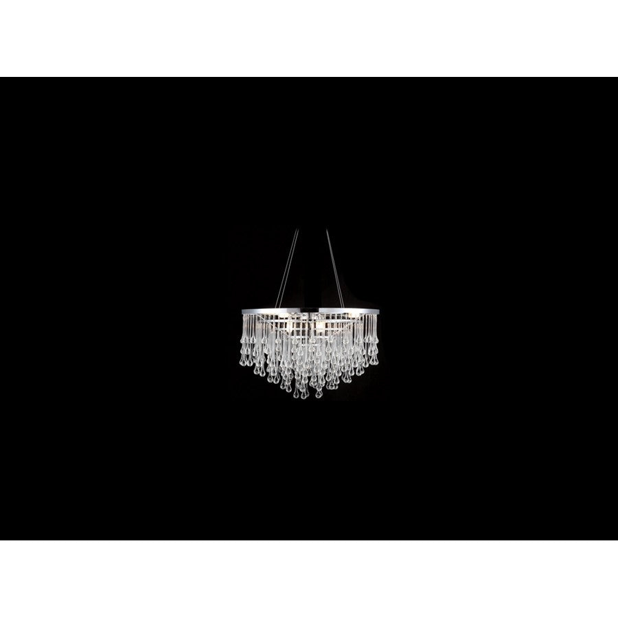 Avenue Hollywood Blvd. 6Lt 24" Chandelier, Nickel/Clear Tear Drops