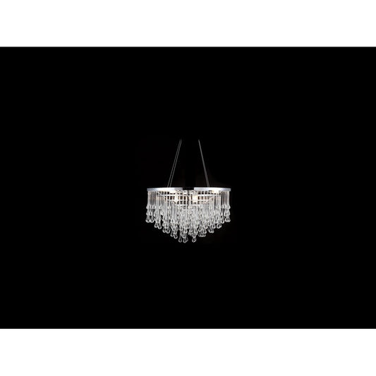 Avenue Hollywood Blvd. 6Lt 24" Chandelier, Nickel/Clear Tear Drops