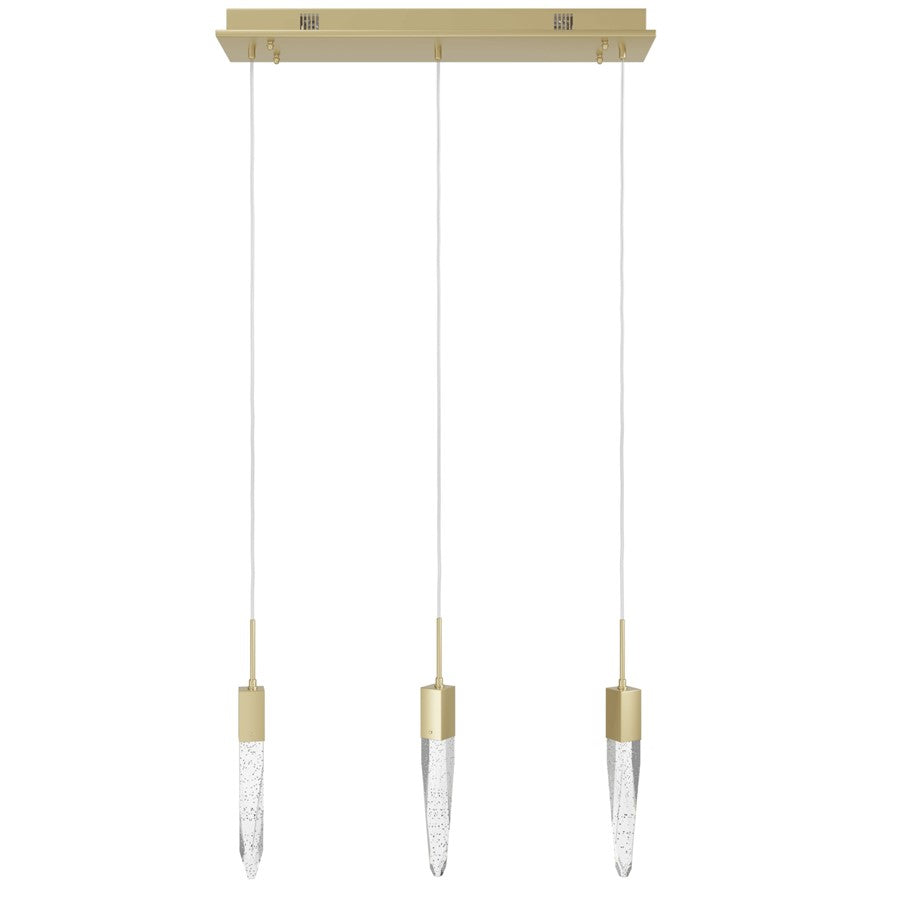 Avenue Lighting Aspen 3Lt 130" Pendant, Brass/Bubbled Crystal