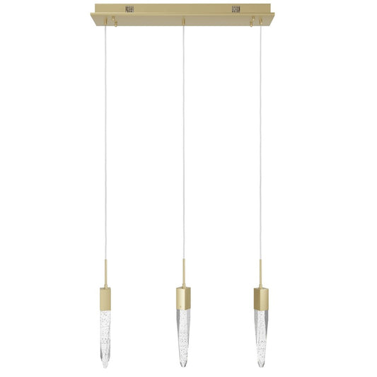 Avenue Lighting Aspen 3Lt 130" Pendant, Brass/Bubbled Crystal