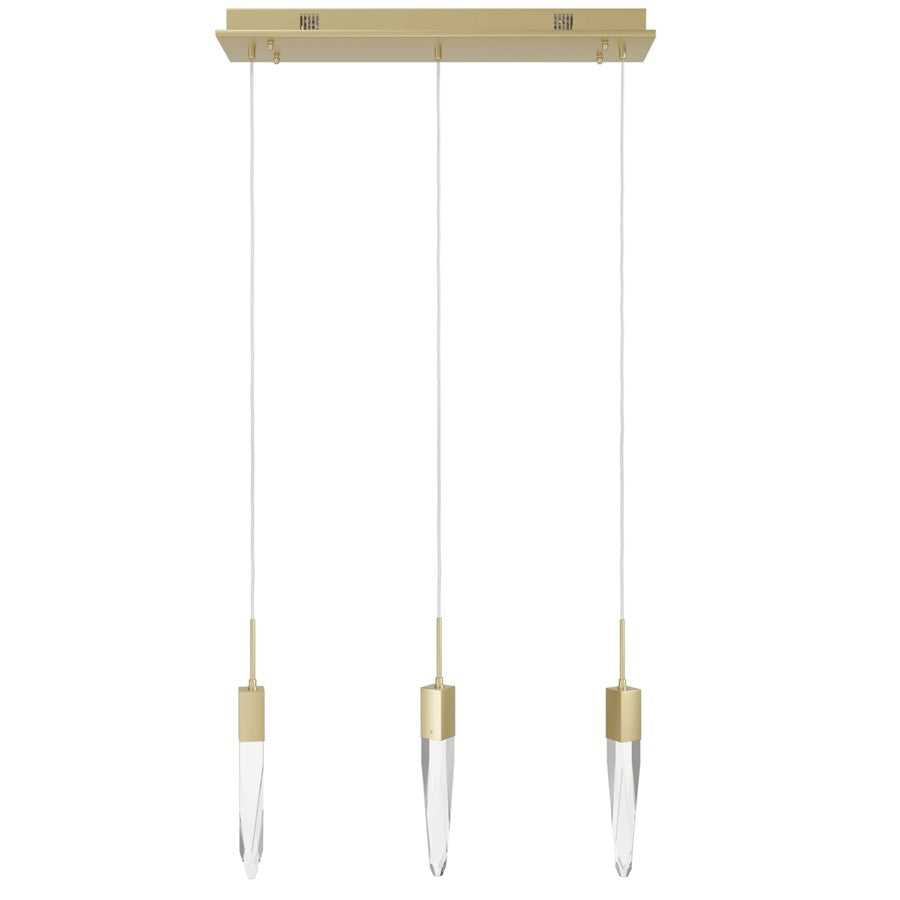 Avenue Lighting Aspen 3Lt 130" Pendant, Brass/Clear Crystal