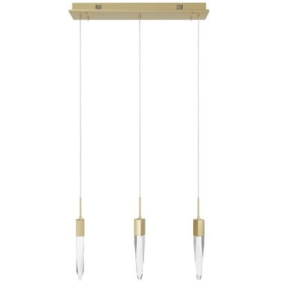 Avenue Lighting Aspen 3Lt 130" Pendant, Brass/Clear Crystal
