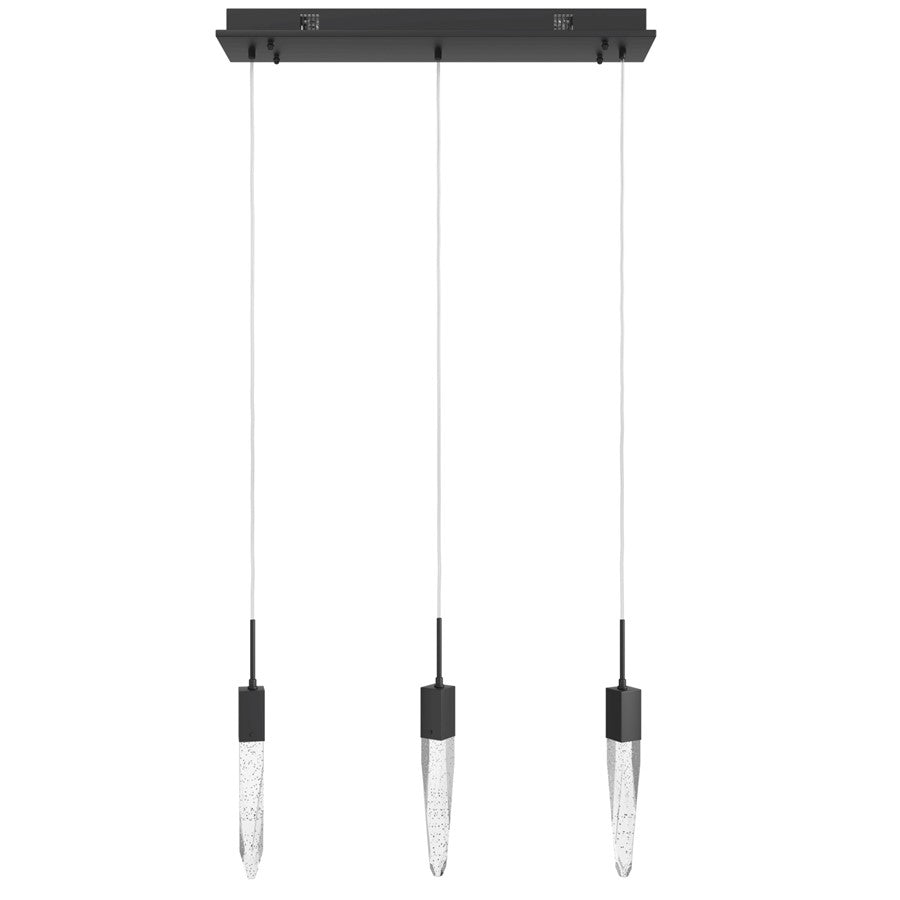 Avenue Lighting Aspen 3Lt 130" Pendant, Black/Bubbled Crystal
