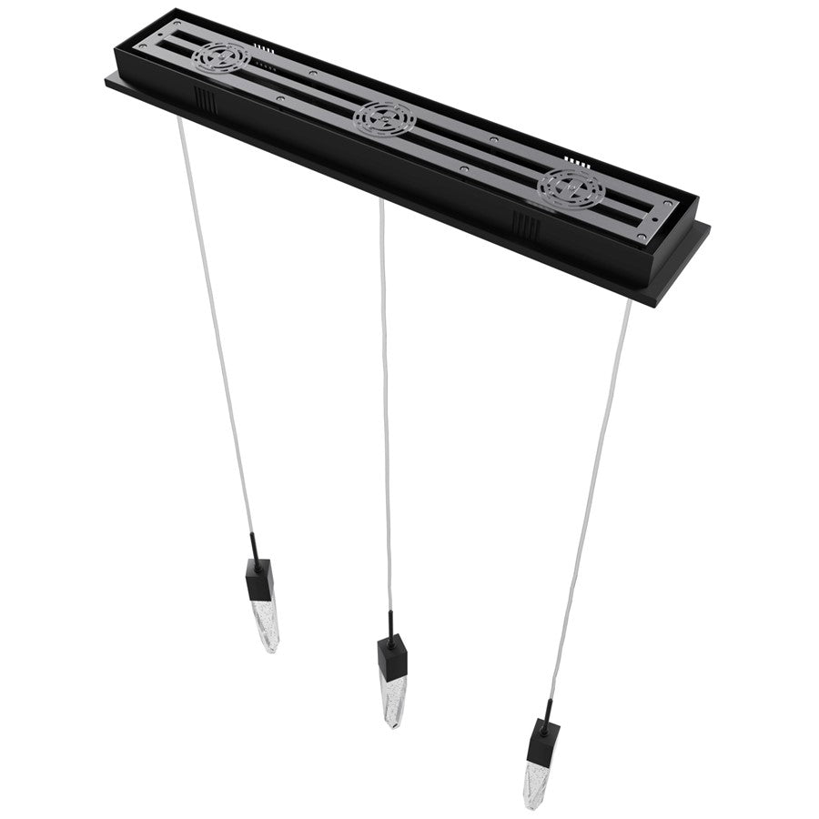 Avenue Lighting Aspen 3Lt 130" Pendant, Black/Bubbled Crystal