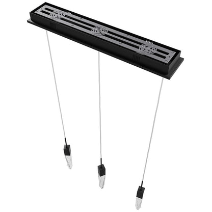 Avenue Lighting Aspen 3Lt 130" Pendant, Black/Bubbled Crystal