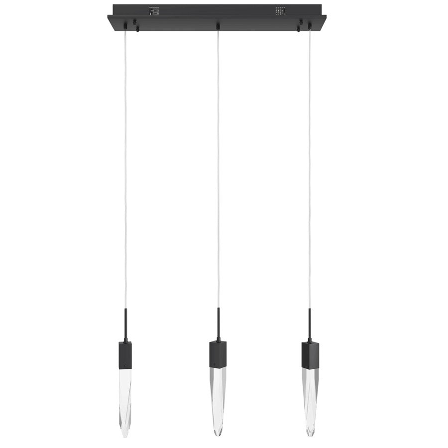 Avenue Lighting Aspen 3Lt 130" Pendant, Black/Clear Crystal