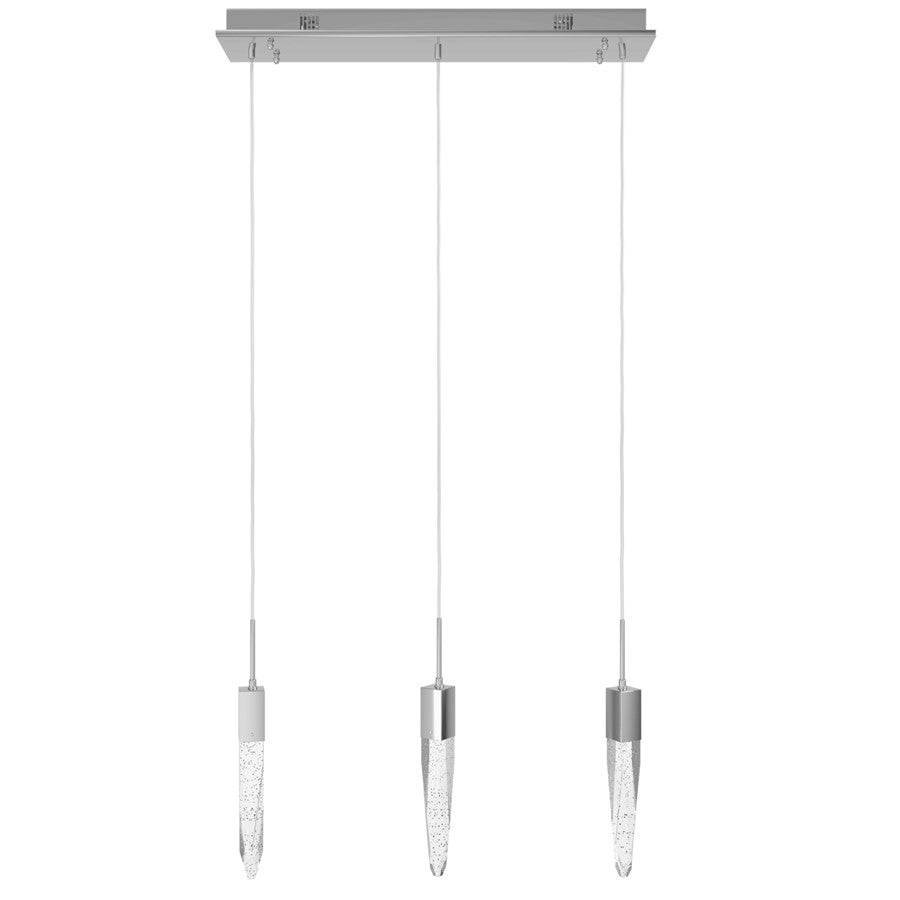 Avenue Lighting Aspen 3Lt 130" Pendant, Chrome/Bubbled Crystal
