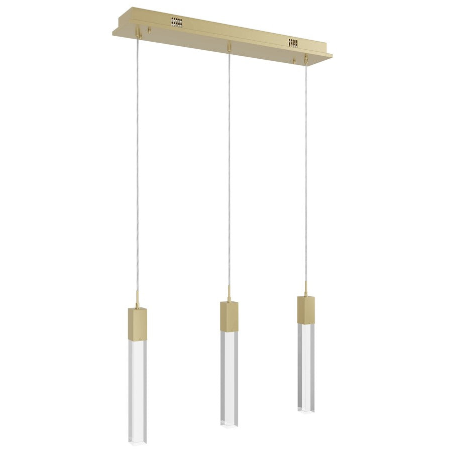 Avenue Original Glacier 3Lt 130" Pendant, Brass/Clear Crystal