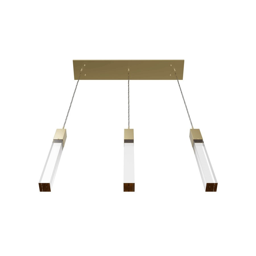 Avenue Original Glacier 3Lt 130" Pendant, Brass/Clear Crystal
