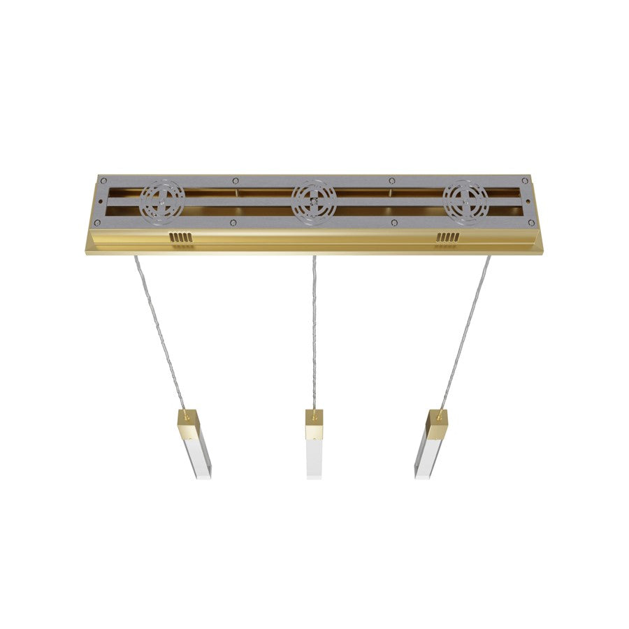 Avenue Original Glacier 3Lt 130" Pendant, Brass/Clear Crystal