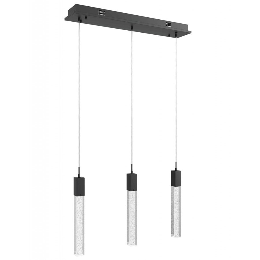 Avenue Original Glacier 3Lt 130" Pendant, Black/Bubbled Crystal