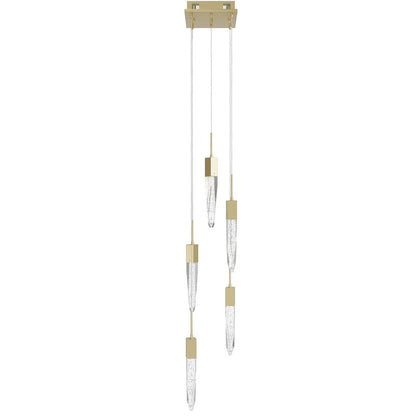 Avenue Lighting Aspen 5Lt 144" Pendant, Brass/Bubbled Crystal