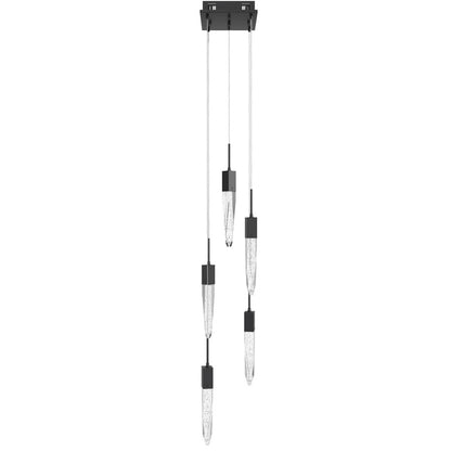 Avenue Lighting Aspen 5Lt 144" Pendant, Black/Bubbled Crystal