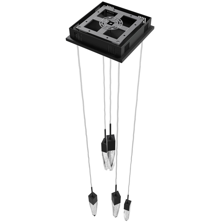 Avenue Lighting Aspen 5Lt 144" Pendant, Black/Bubbled Crystal