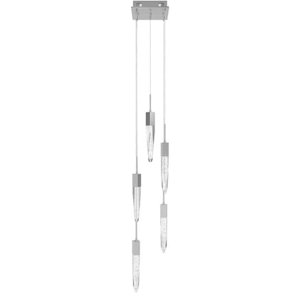 Avenue Lighting Aspen 5Lt 144" Pendant, Chrome/Bubbled Crystal